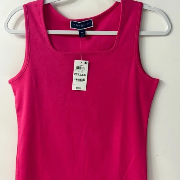 Karen Scott Bright Pink Scoop Neck Tank - Picture 1 of 2